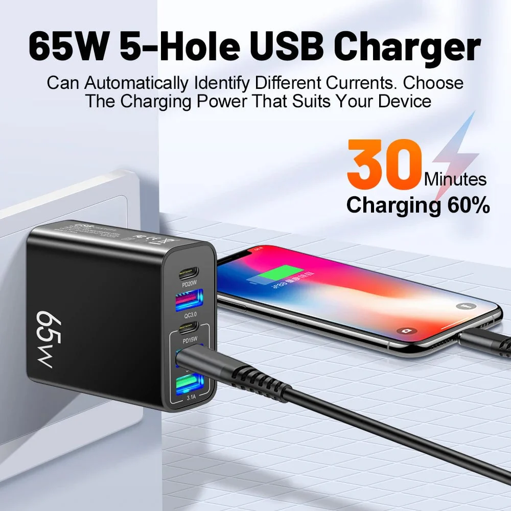 ✨Multi Port Adaptor 65W Fast Charger - US Standard - Image 14
