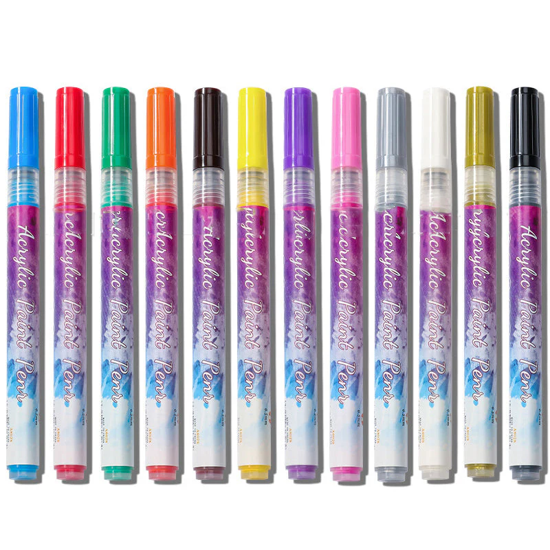 12 Colors Ultra Thin Curve Manicure Marker - Image 12