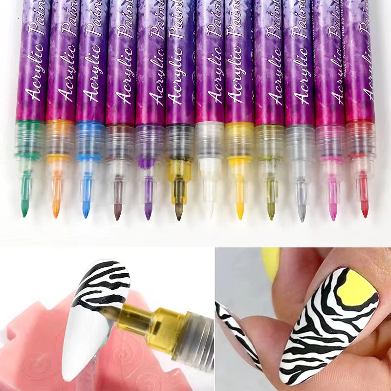 12 Colors Ultra Thin Curve Manicure Marker - Image 3
