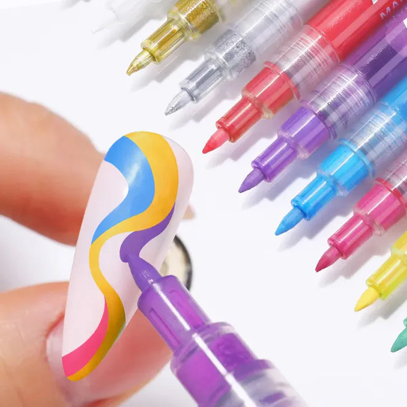 12 Colors Ultra Thin Curve Manicure Marker - Image 6