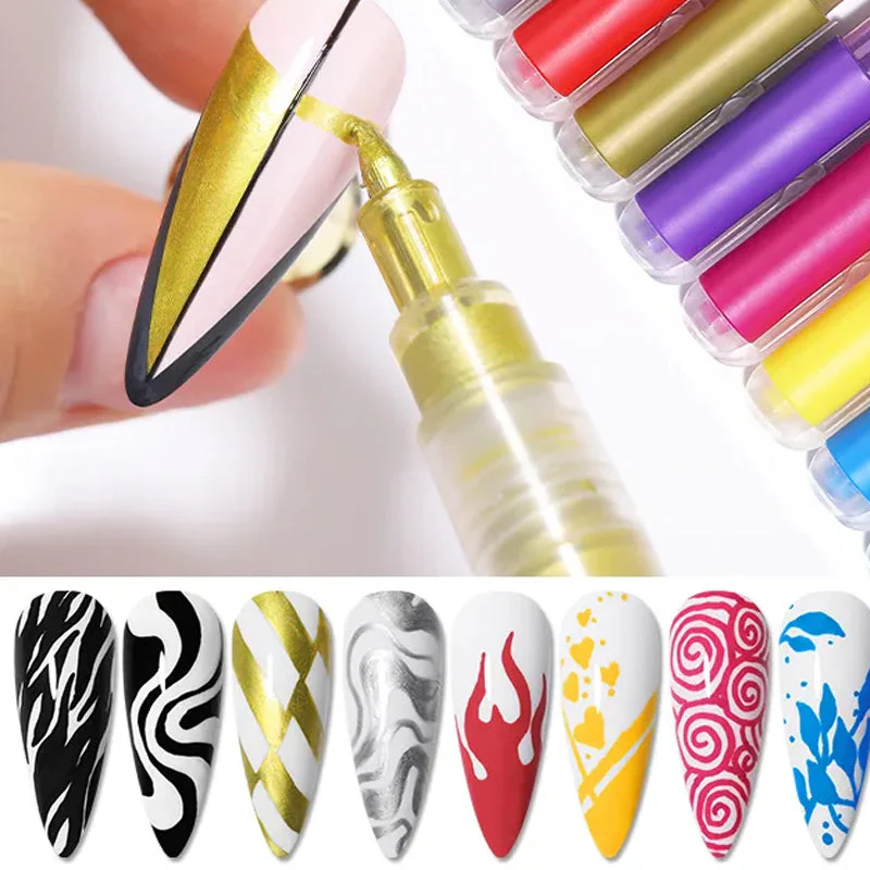 12 Colors Ultra Thin Curve Manicure Marker - Image 8