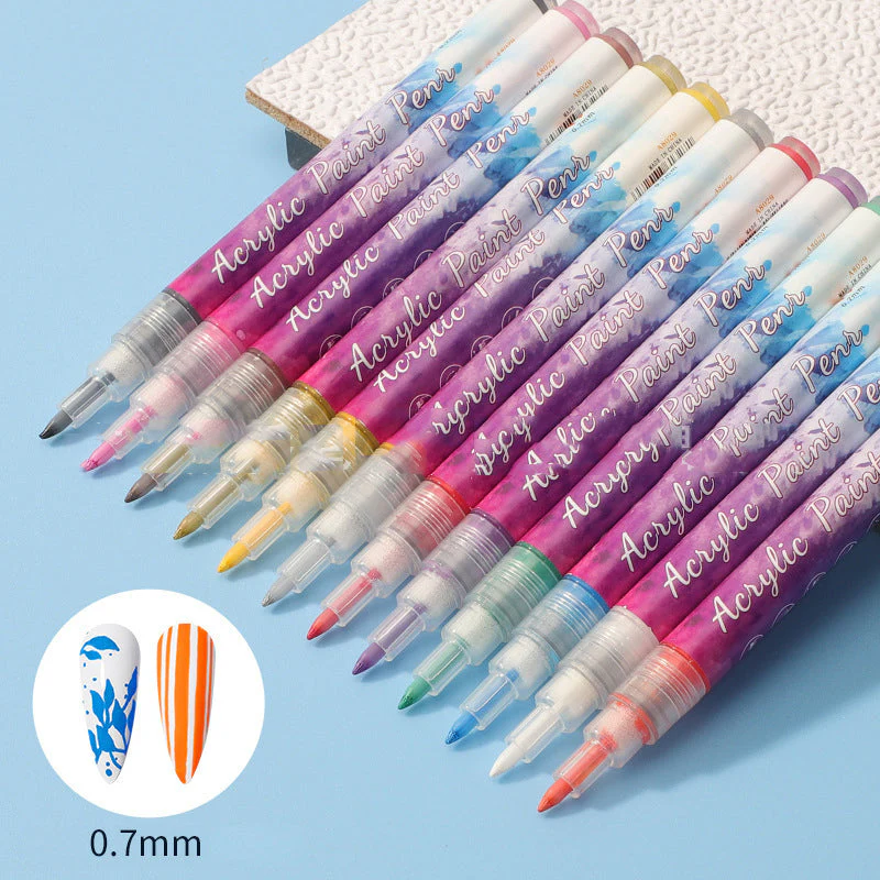 12 Colors Ultra Thin Curve Manicure Marker - Image 9