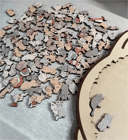 135-Piece Cat-Shaped Wooden Puzzle - Image 2