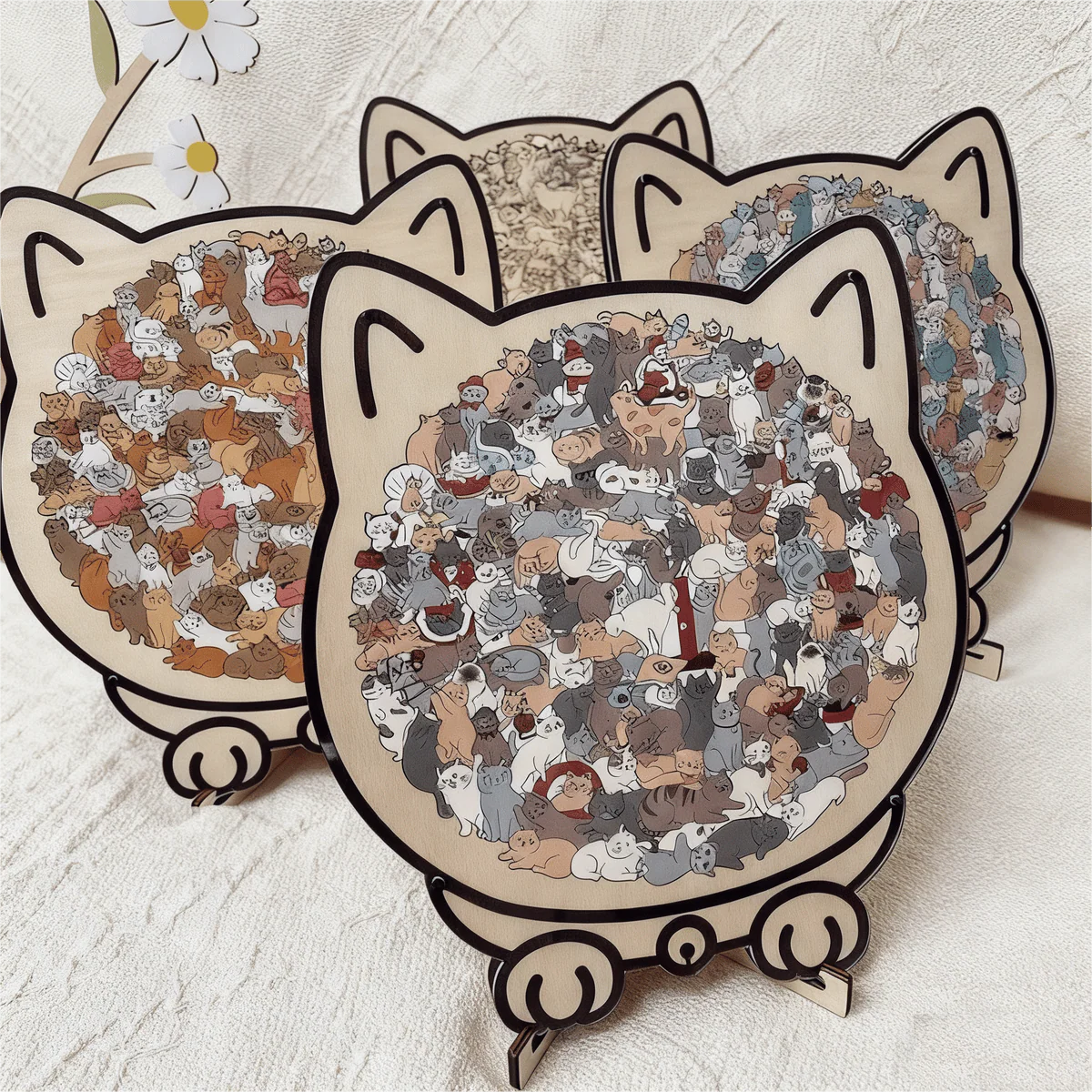 135-Piece Cat-Shaped Wooden Puzzle - Image 3