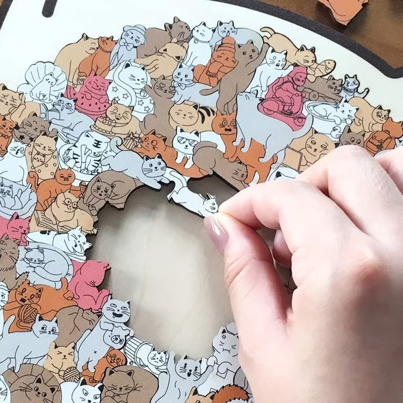 135-Piece Cat-Shaped Wooden Puzzle - Image 4