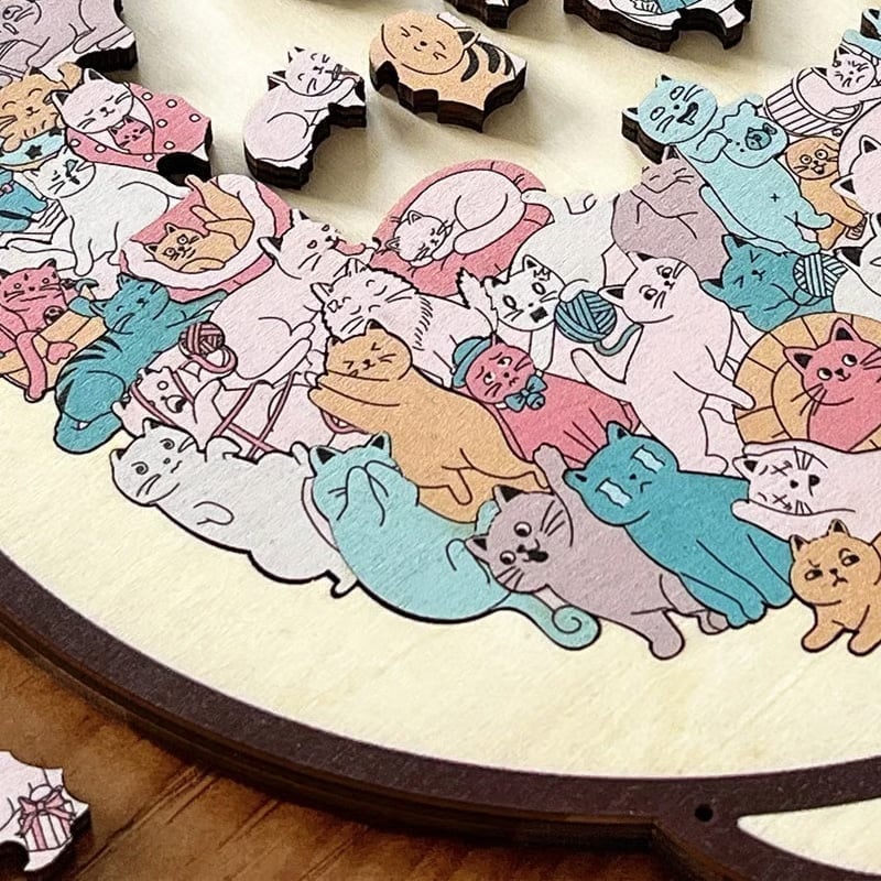 135-Piece Cat-Shaped Wooden Puzzle - Image 6