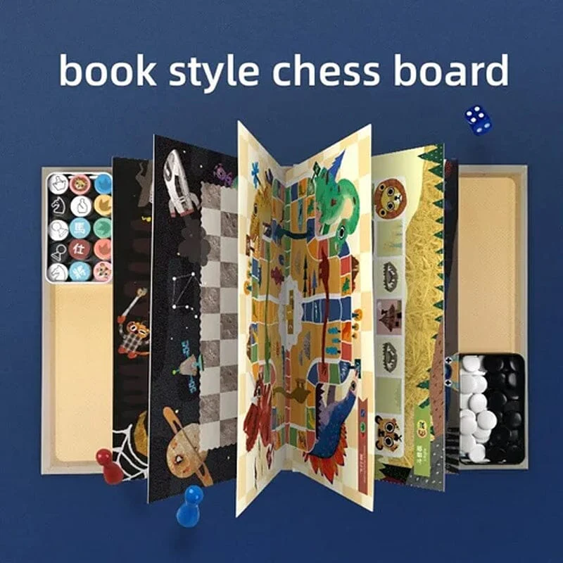 15-in-1 Multifunctional Book-Style Portable Chess Set - Image 3