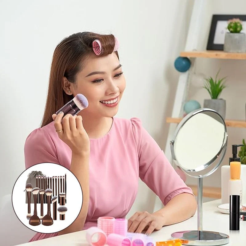 20-piece coffee-coloured makeup brush set - Image 13