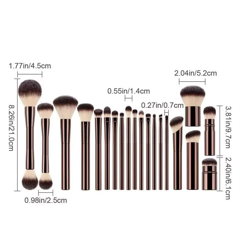 20-piece coffee-coloured makeup brush set - Image 14
