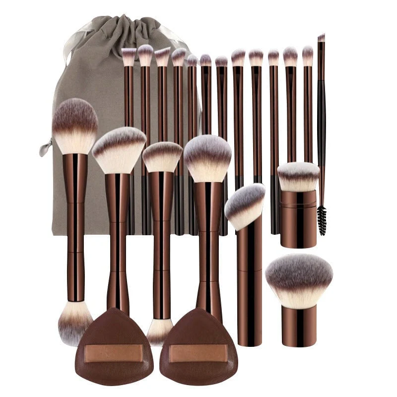 20-piece coffee-coloured makeup brush set - Image 15