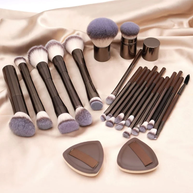 20-piece coffee-coloured makeup brush set - Image 4