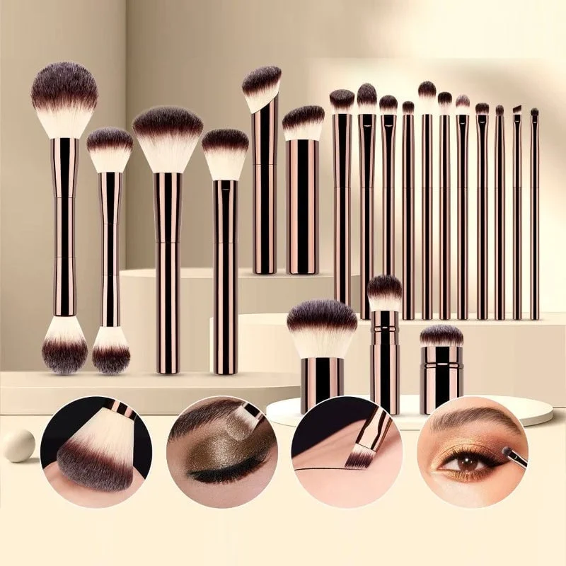 20-piece coffee-coloured makeup brush set - Image 6