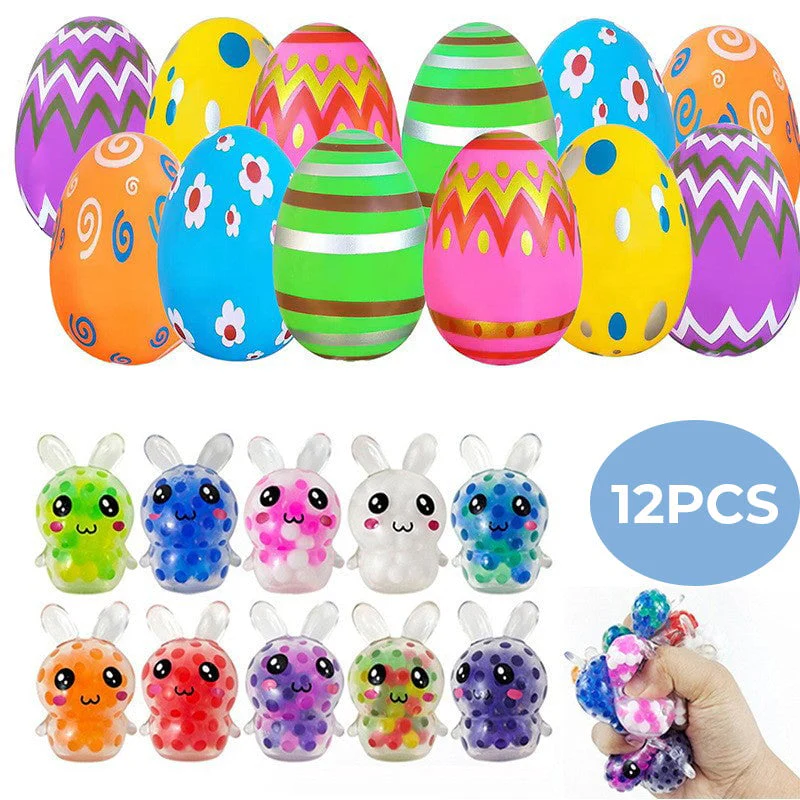 24 Pack Prefilled Easter Eggs with Squeeze Toys - Image 2