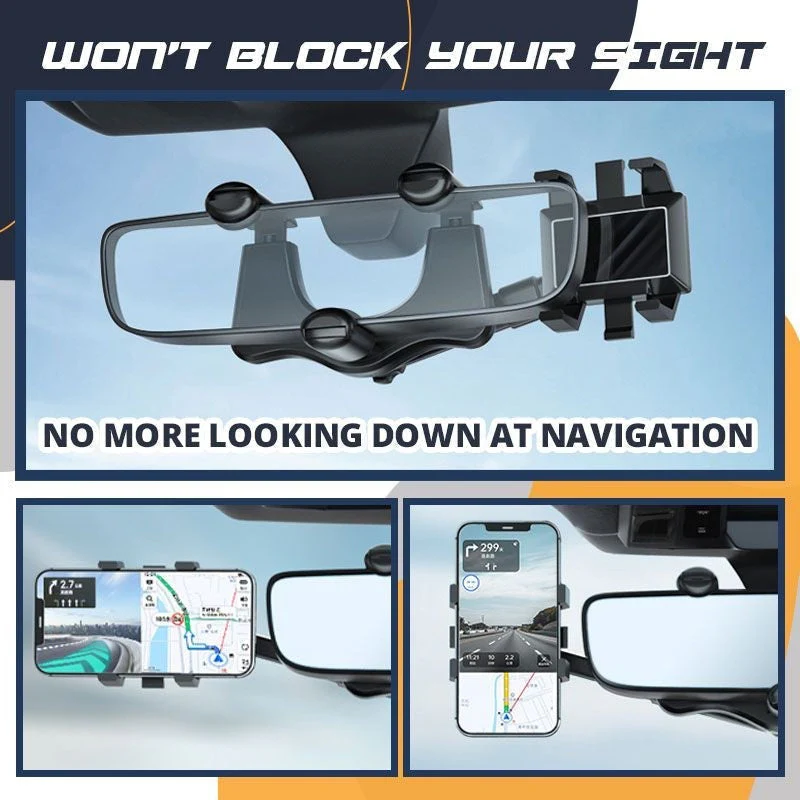 360° Rotating Car Rearview Mirror Phone Holder - Image 3
