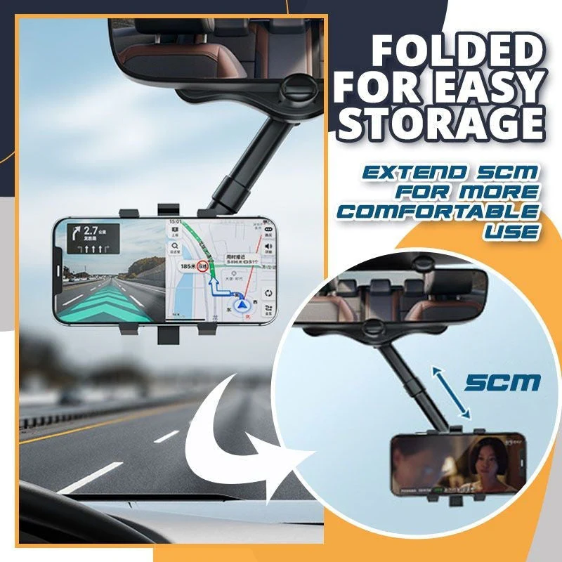 360° Rotating Car Rearview Mirror Phone Holder - Image 6