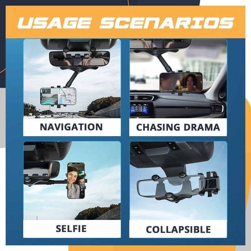 360° Rotating Car Rearview Mirror Phone Holder - Image 8