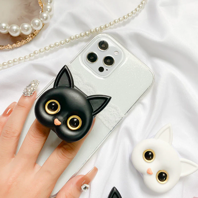 3D Cute Kitten Phone Holder with mini Mirror - Image 3
