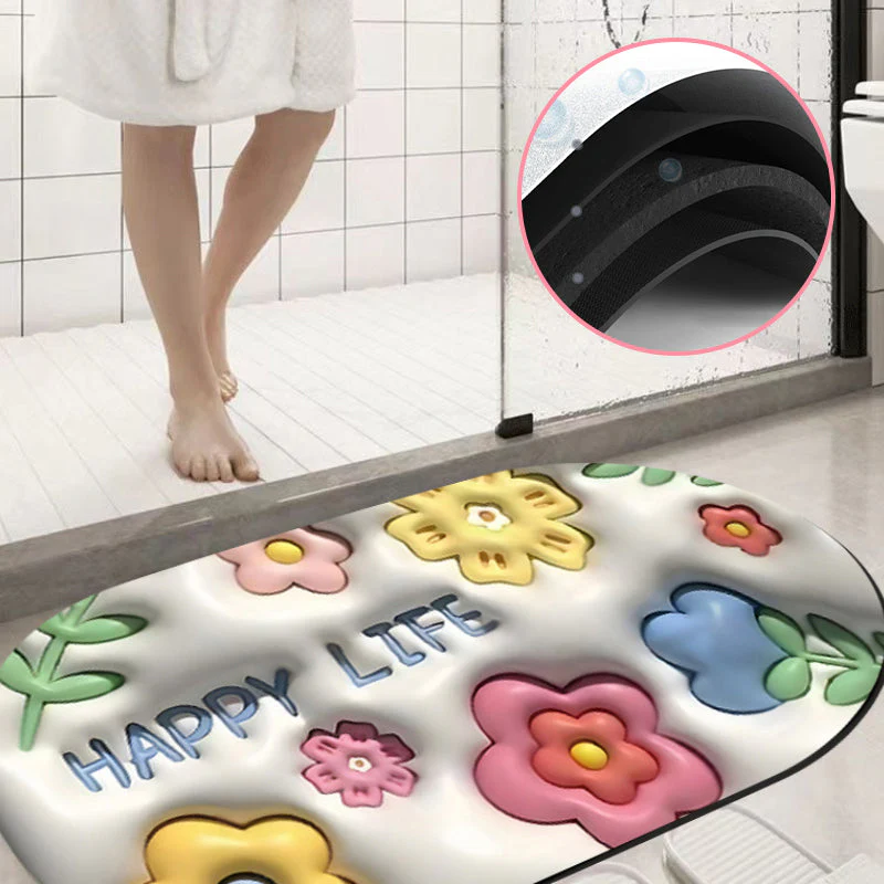 3D flower soft diatom mud absorbent floor mat - Image 12