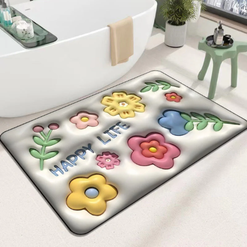 3D flower soft diatom mud absorbent floor mat - Image 14