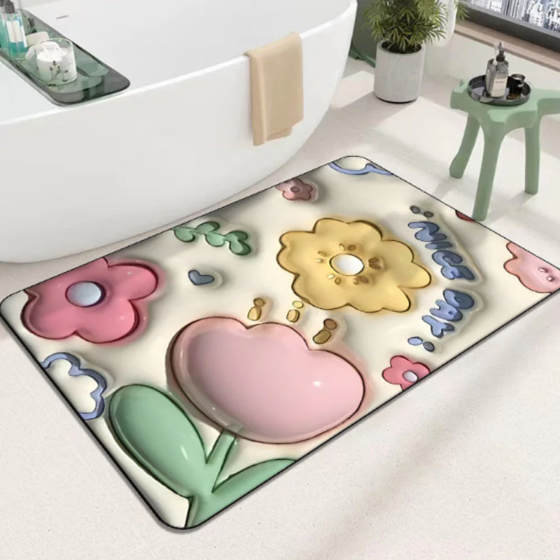 3D flower soft diatom mud absorbent floor mat - Image 15