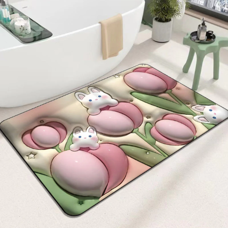 3D flower soft diatom mud absorbent floor mat - Image 16