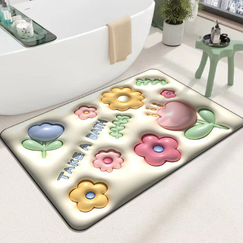 3D flower soft diatom mud absorbent floor mat - Image 18