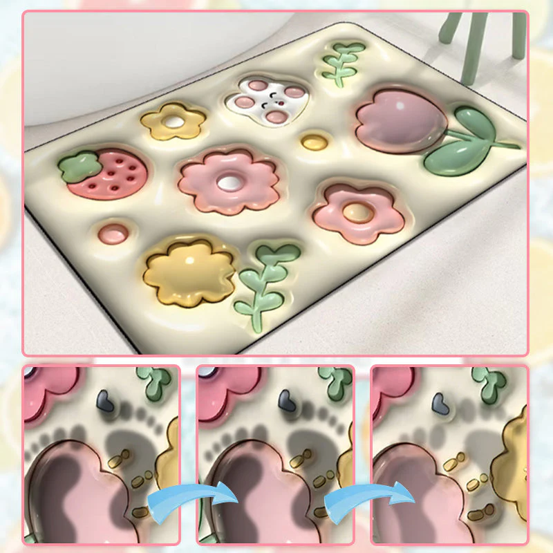 3D flower soft diatom mud absorbent floor mat - Image 2