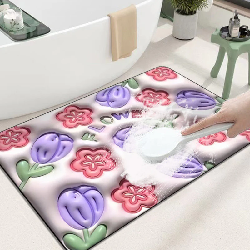 3D flower soft diatom mud absorbent floor mat - Image 6