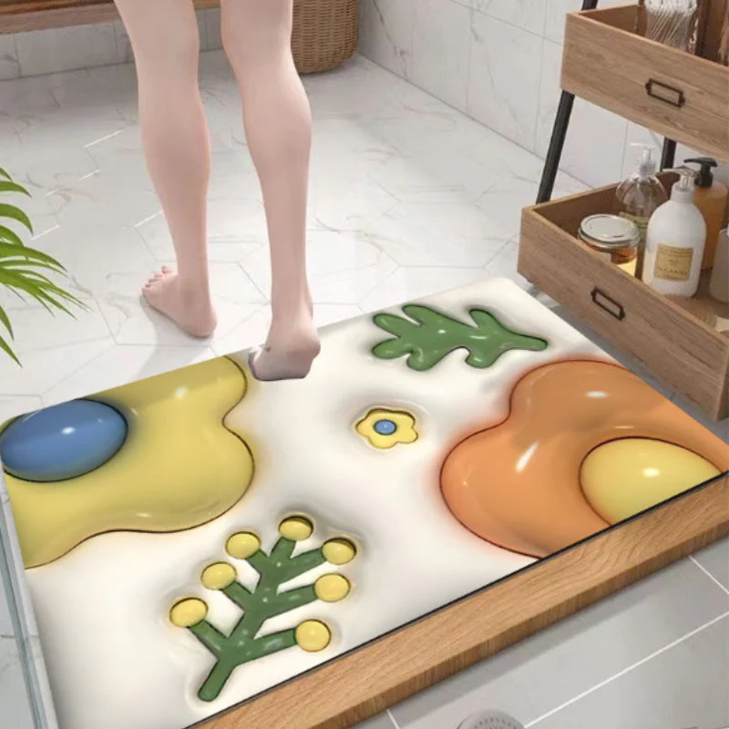 3D flower soft diatom mud absorbent floor mat - Image 7