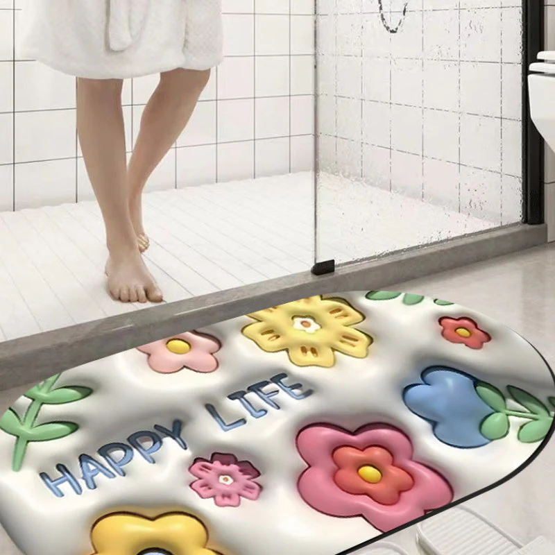 3D flower soft diatom mud absorbent floor mat - Image 8