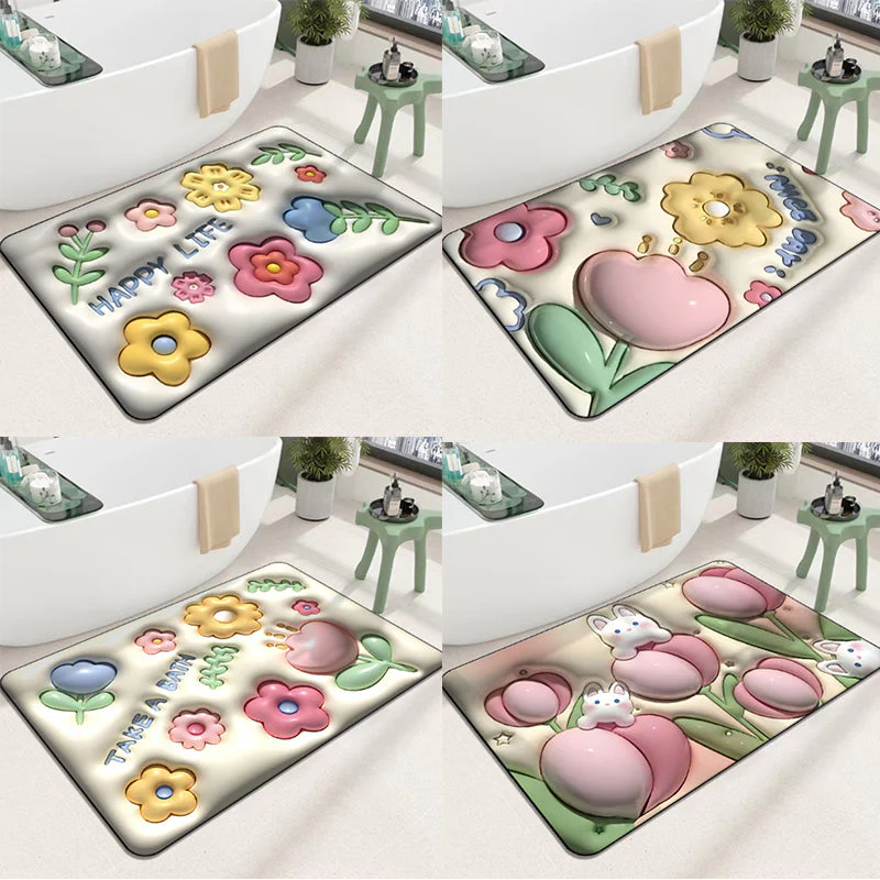 3D flower soft diatom mud absorbent floor mat - Image 9