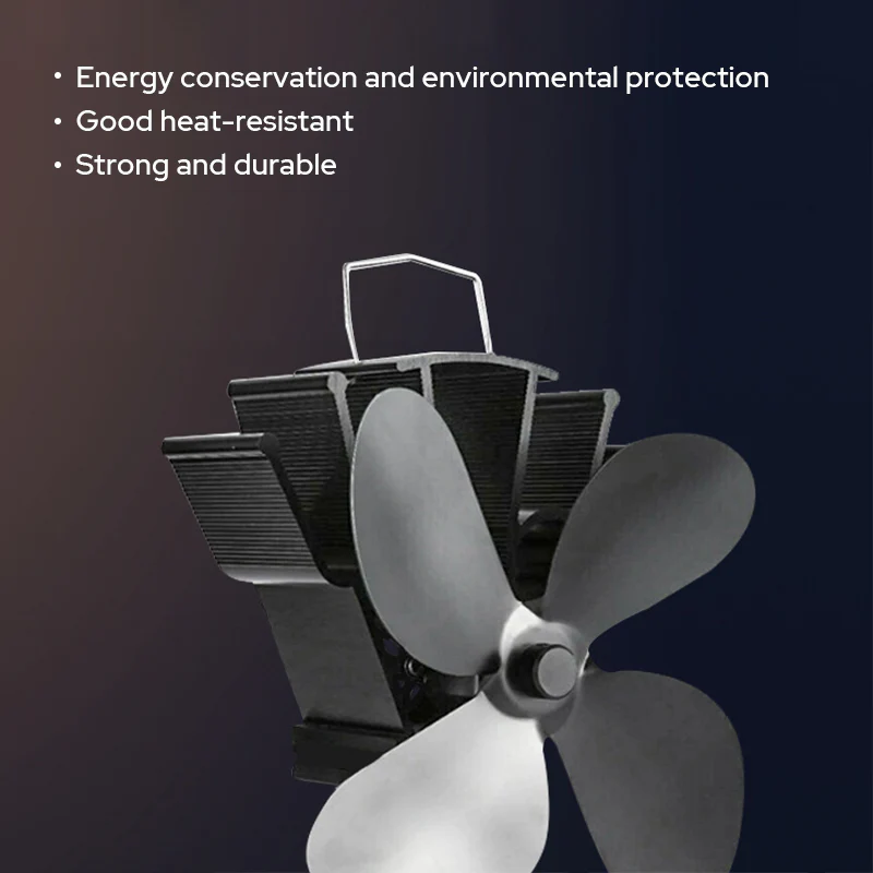 4 Blades Heat Powered Stove Fan - Image 2