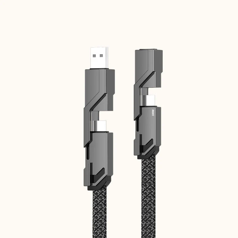 4-in-1 Flat Braided Anti-tangle Charger Cable with Velcro - Image 11