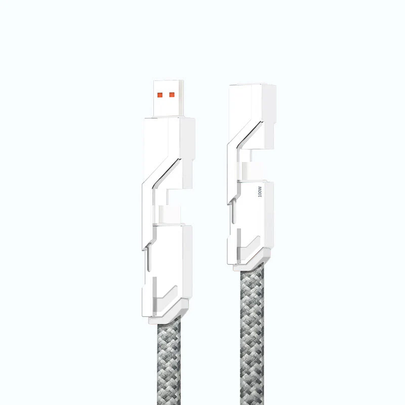 4-in-1 Flat Braided Anti-tangle Charger Cable with Velcro - Image 12