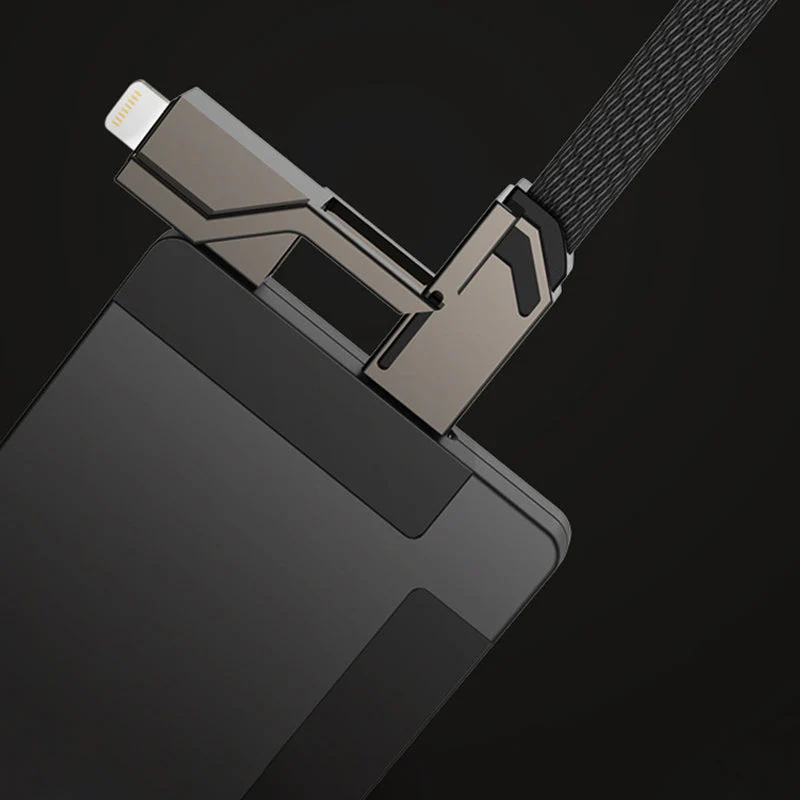 4-in-1 Flat Braided Anti-tangle Charger Cable with Velcro - Image 4