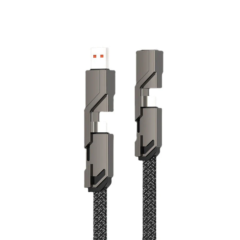 4-in-1 Flat Braided Anti-tangle Charger Cable with Velcro - Image 6