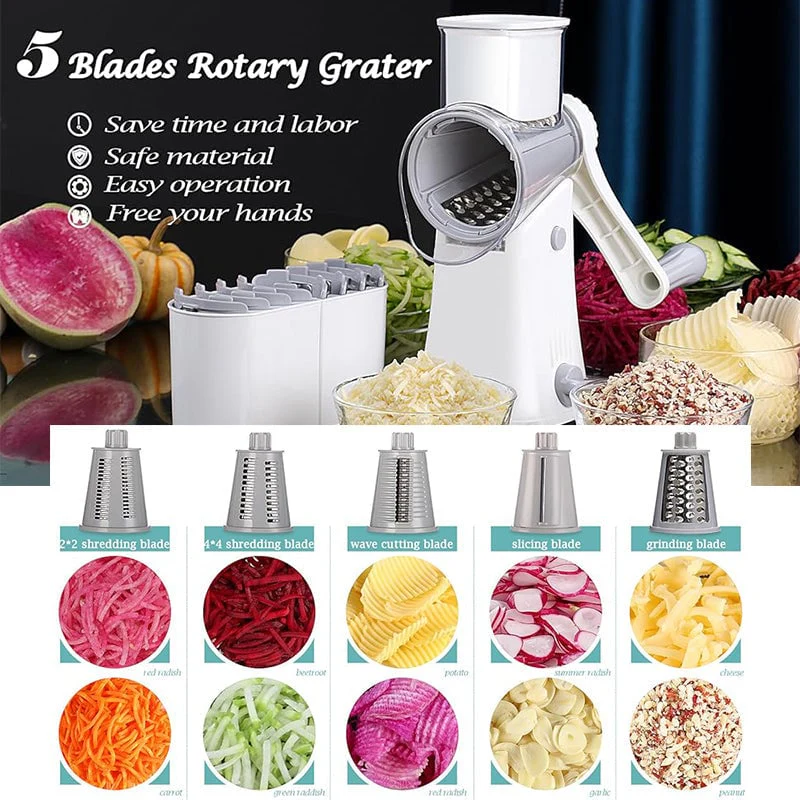 5 in 1 Rotary Cheese Grater Shredder - Image 2