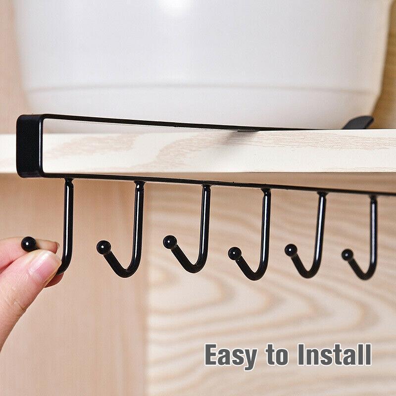 6 Hooks Under-Cabinet Hanger Rack - Image 6