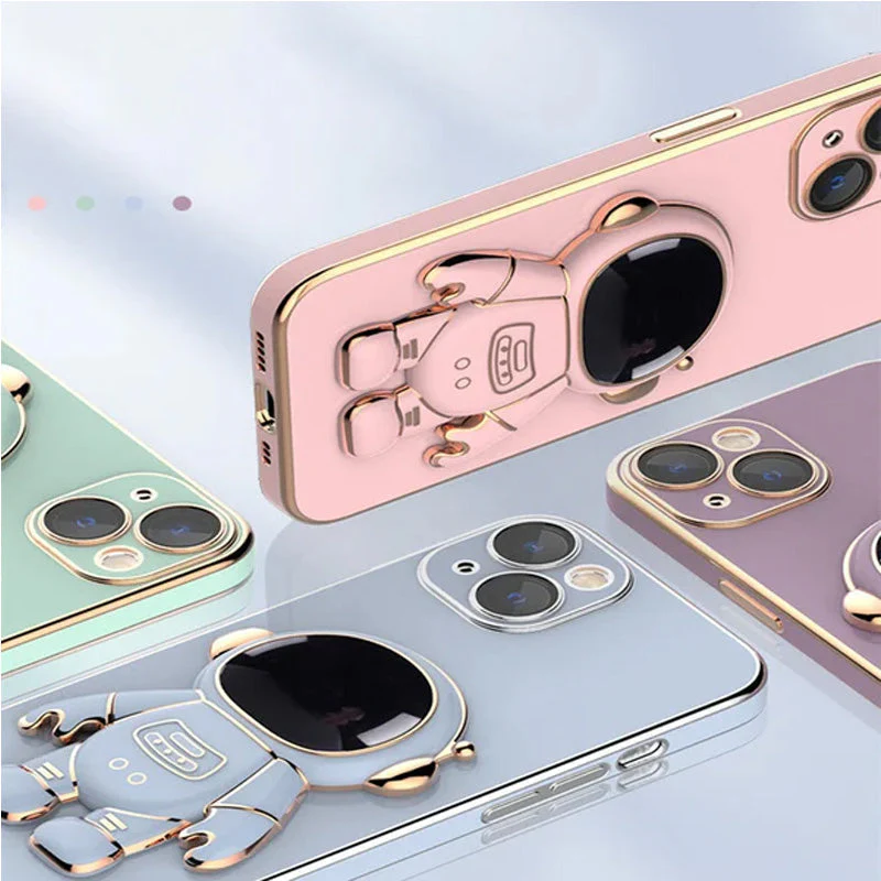 6D Plating Astronaut Hidden Stand Case Cover For IPhone - Image 3