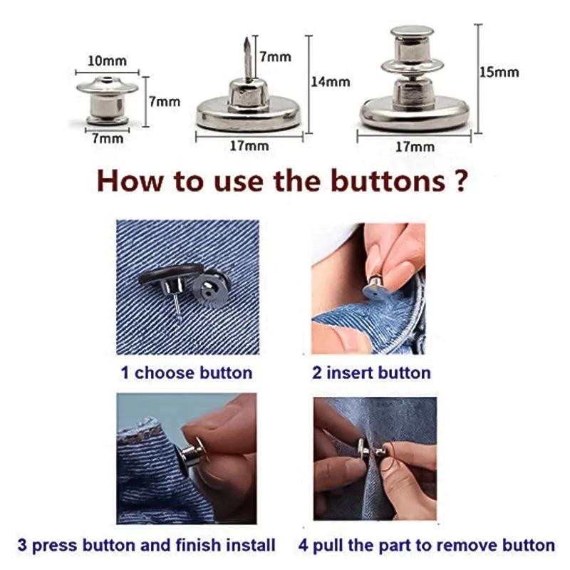 Adjustable No-Sew Jeans Button - Image 10