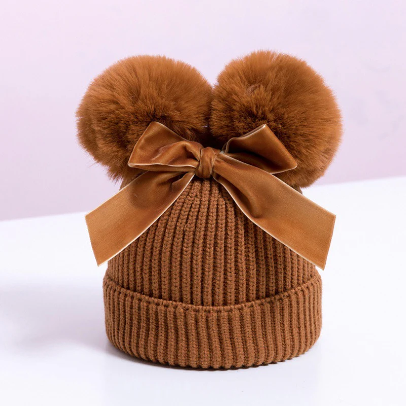 Baby Hat With Double Ball Bow - Image 11