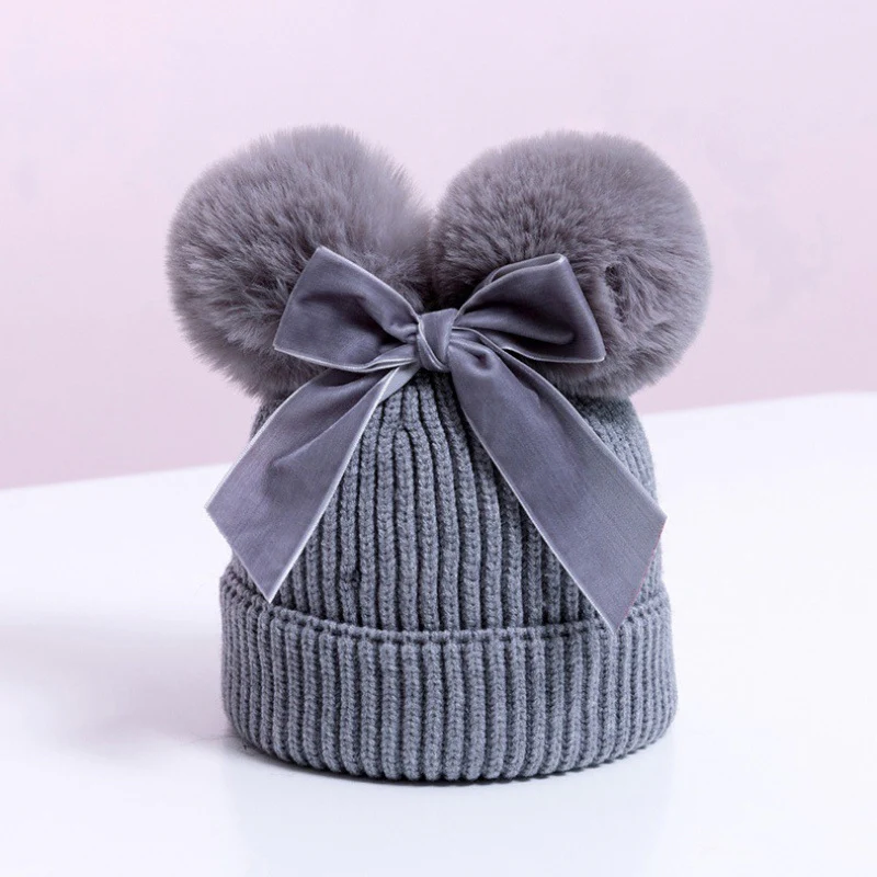 Baby Hat With Double Ball Bow - Image 12