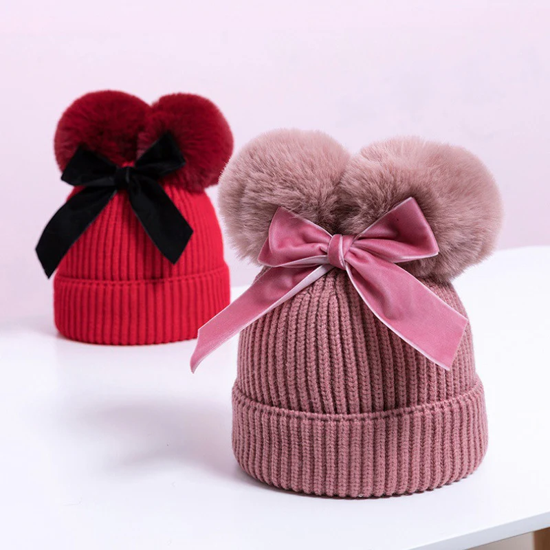 Baby Hat With Double Ball Bow - Image 8