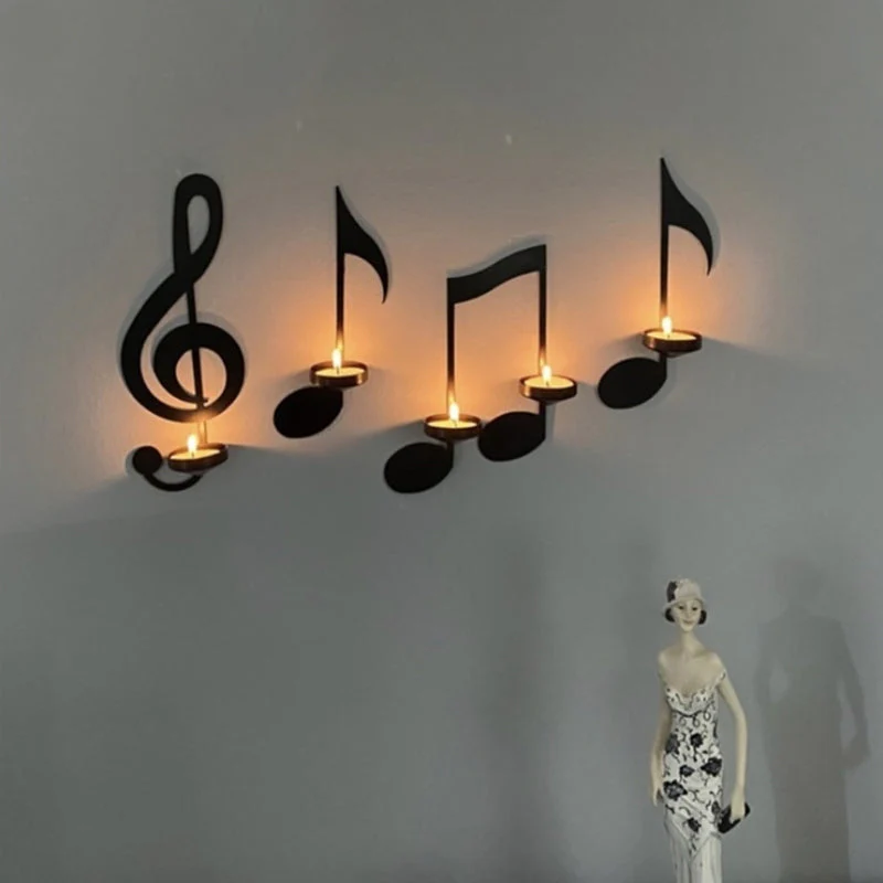 Black Music Note Wall Sconce - Image 2