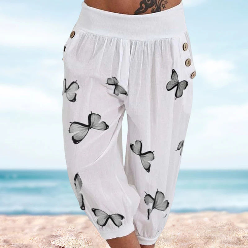 Butterfly Print Seven-Part Pants - Image 4