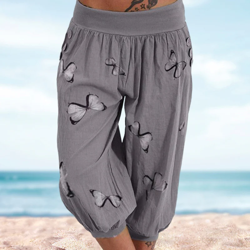 Butterfly Print Seven-Part Pants - Image 5