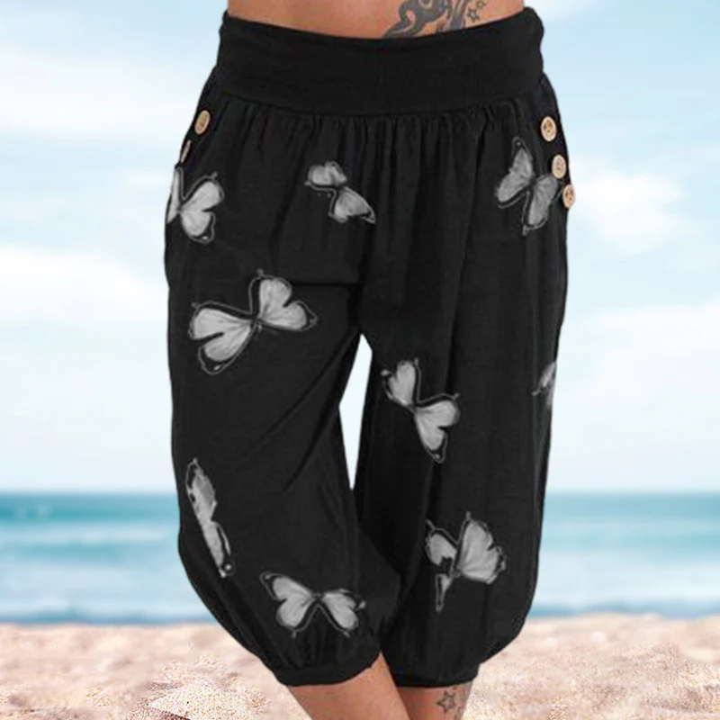 Butterfly Print Seven-Part Pants - Image 6