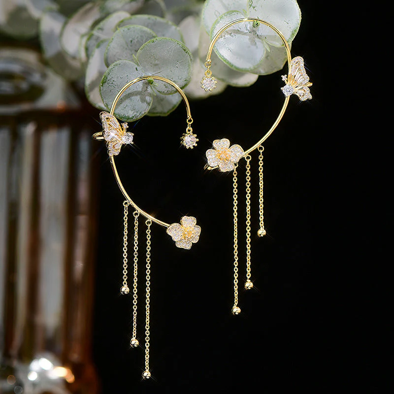 Butterfly Tassel Style Zircon Earrings - Image 11