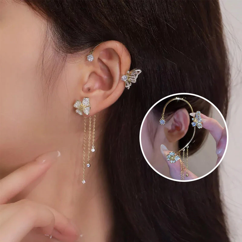 Butterfly Tassel Style Zircon Earrings - Image 3