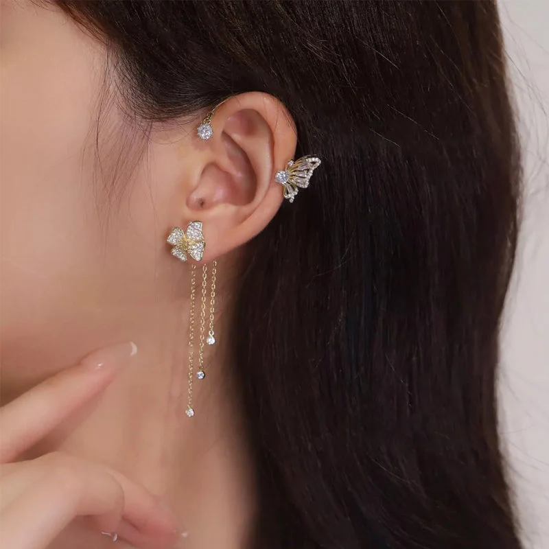 Butterfly Tassel Style Zircon Earrings - Image 6